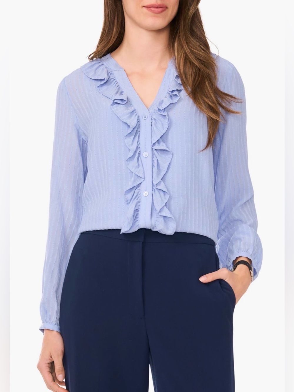 NEW…Halogen Ruffle-Trim Blouse